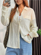 Damen lässige Bluse mit Jacquard-Muster R&B