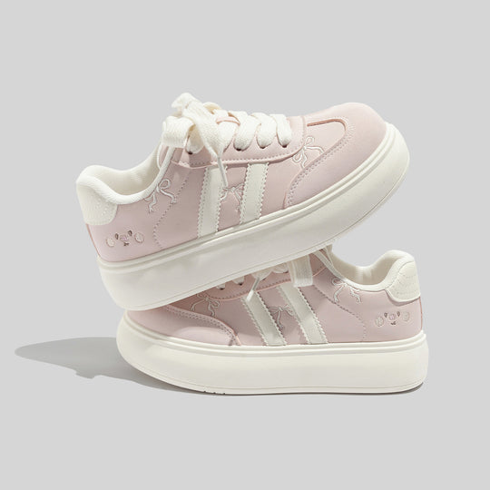 Damen Modische Sneakers mit verspielten Schleifenakzenten und atmungsaktiver Oberflächenstruktur R&B