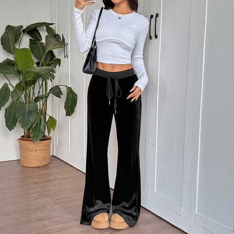 Damen Elegante und bequeme Velour Hosen R&B