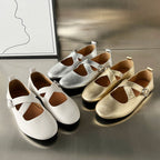 Damen Ballerinas mit elegantem Kreuzriemen und modischem Schnallenverschluss R&B