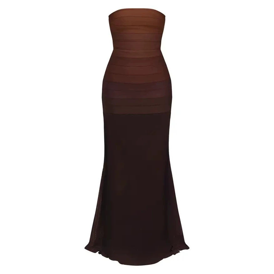 Damen Elegantes strapazierfähiges Maxikleid mit raffiniertem Oberteil R&B