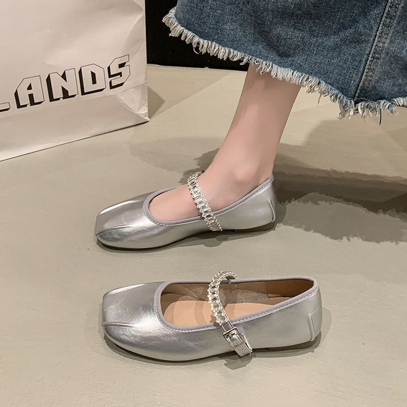 Damen Ballerinas mit funkelndem Riemen R&B