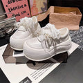 Damen modische Plateau-Sneaker mit dekorativem Schleifendetail und eleganter Schnürung R&B