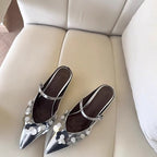 Damen Slingback-Pumps mit floralem Strassbesatz und elegantem Design