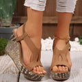 Damen Wedge-Sandalen mit geflochtener Oberfläche und komfortabler Fußbettung R&B