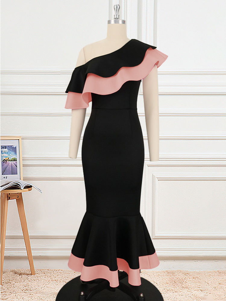 Damen Exquisites schulterfreies Wickelkleid mit voluminösem Rüschensaum R&B