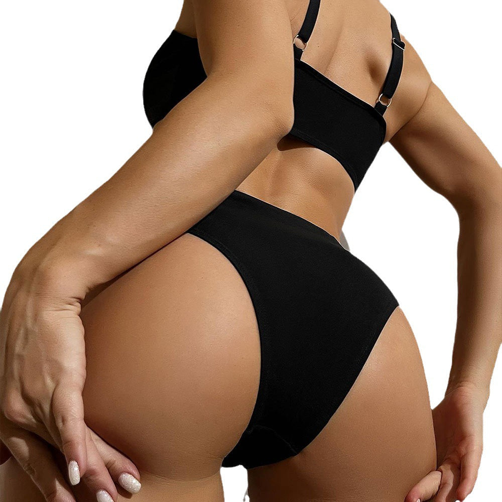 Damen Hochtailliertes Bikini-Set mit sportlichem Crop-Oberteil R&B
