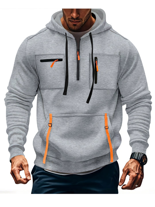 Herren modischer Kapuzenpullover mit funktionalen Reißverschlusstaschen R&B