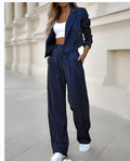 Damen modisches Streifenanzug Set R&B