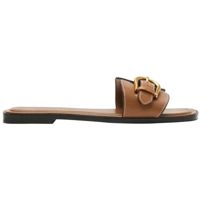 Damen modische Zehentrenner-Sandalen mit luxuriösem Schnallenakzent und bequemem Fußbett R&B