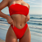 Damen Bandeau-Bikini mit hoch geschnittenem Slip und strukturiertem Design R&B