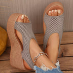 Damen Wedge-Sandalen mit perforiertem Obermaterial und anatomischem Fußbett R&B