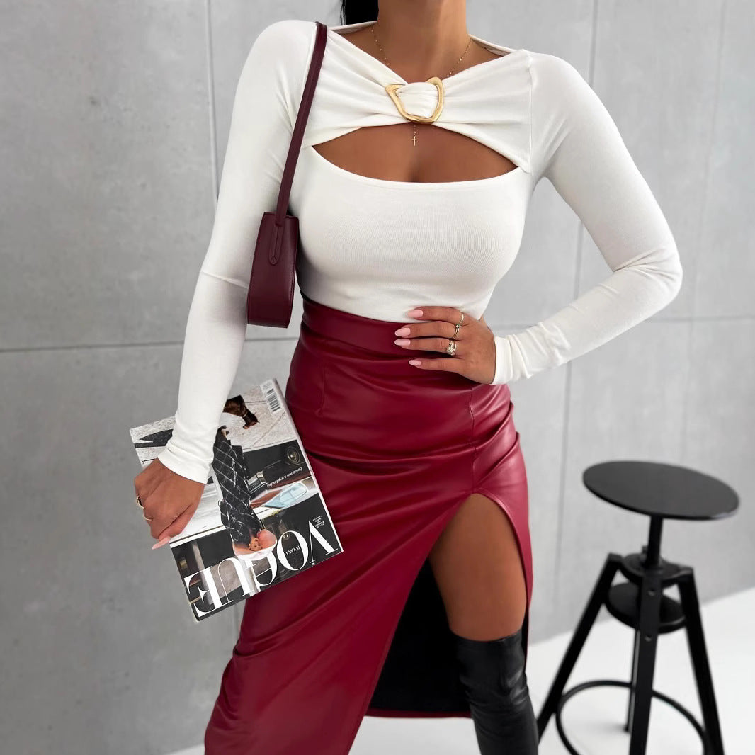 Damen Elegantes Oberteil mit dekorativem Ausschnitt R&B