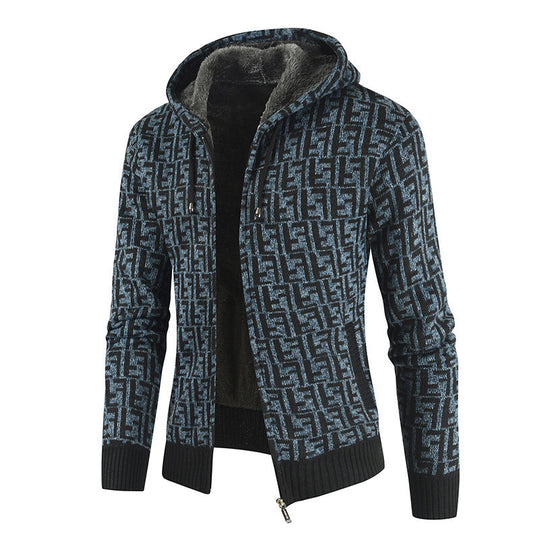 Herren Warm gefütterte Kapuzenjacke R&B