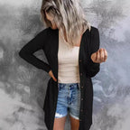 Damen Langer Strickcardigan mit Taschen