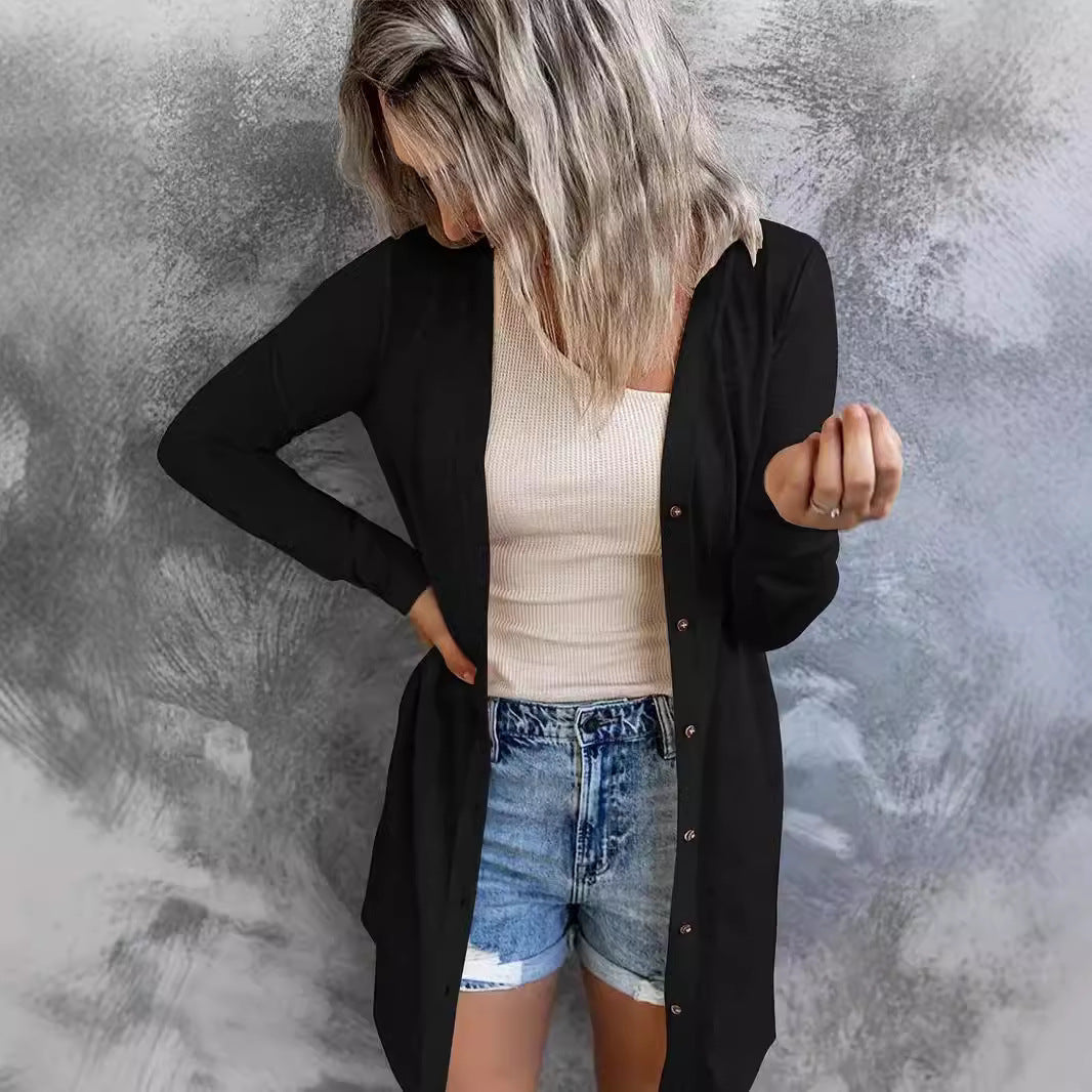 Damen Langer Strickcardigan mit Taschen
