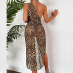Damen Triangel-Bikini mit modischem Halter-Top und transparentem Sarong