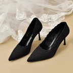 Damen eleganter spitzer High Heel Schuhe mit zartem Spitzen-Design R&B