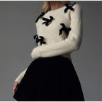Damen Strickpullover mit verspielten Schleifendetails R&B