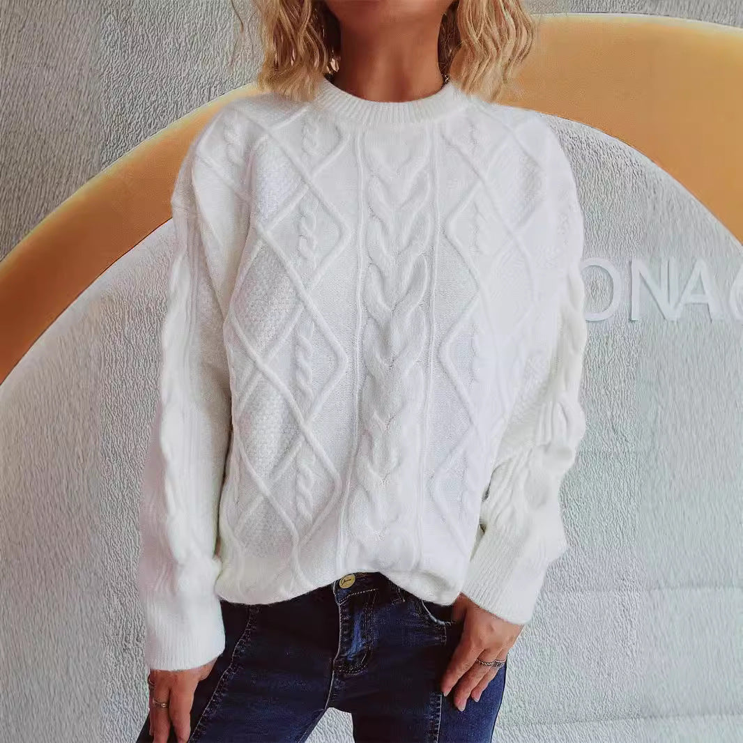 Damen Grobstrickpullover mit elegantem Zopfdesign und lässigem Schnitt R&B