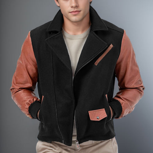 Herren modische Übergangsjacke mit kontrastierenden Ärmeln und praktischen Taschen R&B