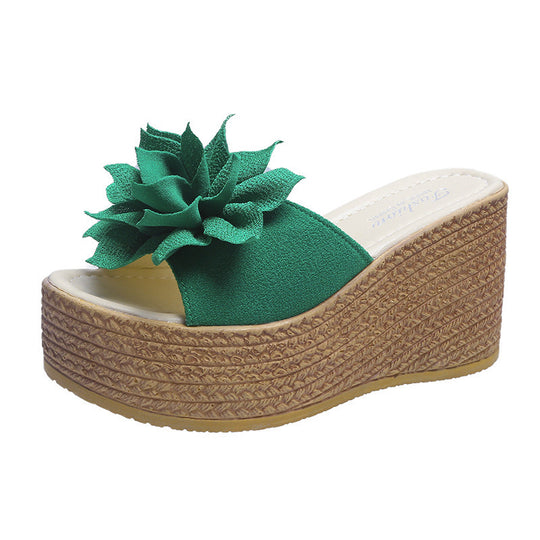 Damen Plateausandalen mit floralem Dekor und rutschfester Sohle R&B