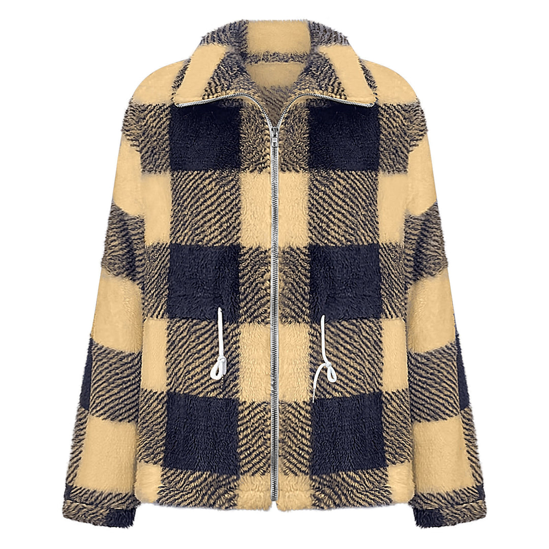 Damen Plüschjacke mit Karomuster R&B