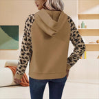 Damen gemütlicher Kapuzenpullover mit tierischem Muster und elastischem Saum R&B