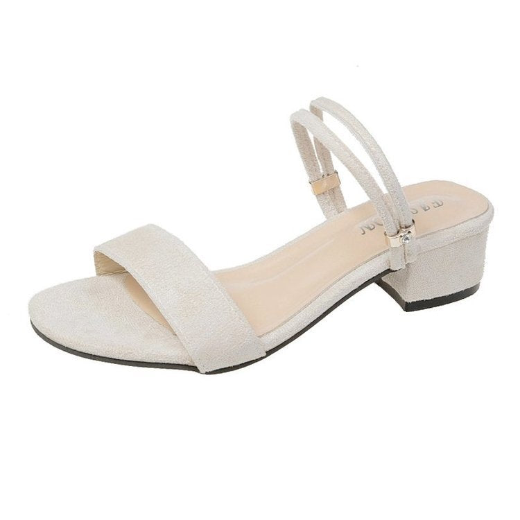 Damen elegante Sandaletten mit modischem Blockabsatz und geschwungenen Riemen R&B