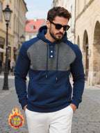 Herren modischer Kapuzenpullover mit strukturiertem GewR&Be und praktischen Knopfdetails R&B