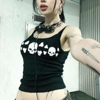 Damen Tanktop mit frechem Totenkopf-Design und schmalen Trägern R&B