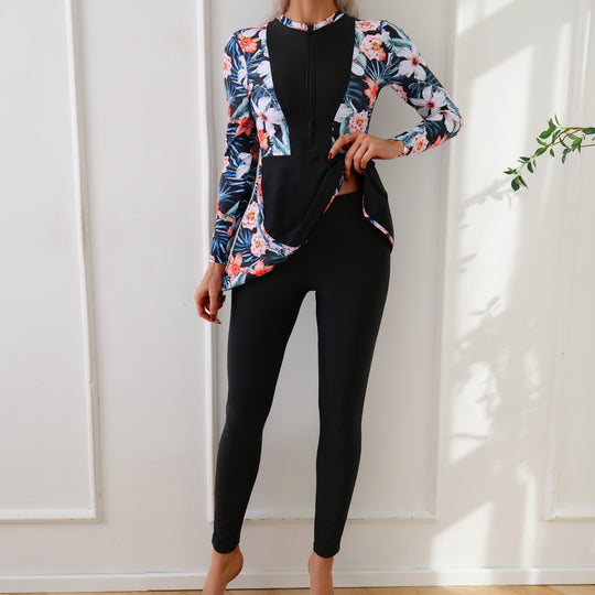 Damen Modischer Badeset mit langer Tunika und Leggings R&B