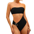 Damen Einteiliger Badeanzug mit einzigartigem Cut-Out und dekorativem Ring-Detail