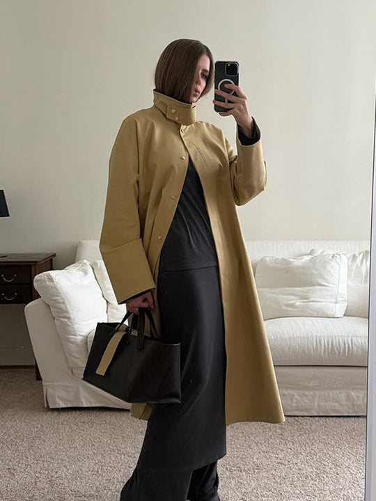 Damen Oversized Trenchcoat mit praktischem Knopfverschluss R&B