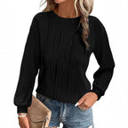 Damen plissierter Langarm-Pullover R&B