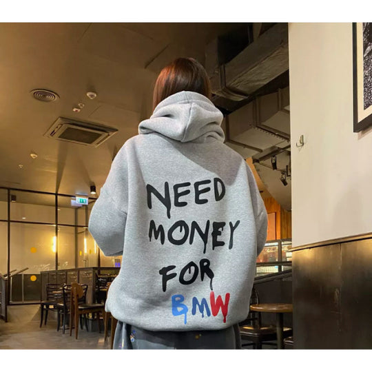 Damen Oversized Hoodie mit stylischem Schriftzug R&B