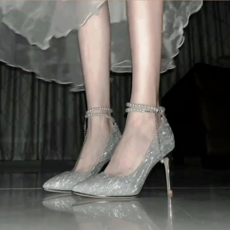 Damen glamouröse High Heels mit verzierten Riemchen R&B