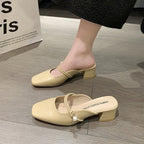 Damen elegante und bequeme Mules mit Blockabsatz