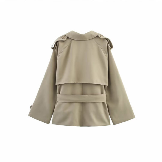 Damen Modische Trenchjacke mit taillierbarem Gürtel und modernen Akzenten R&B