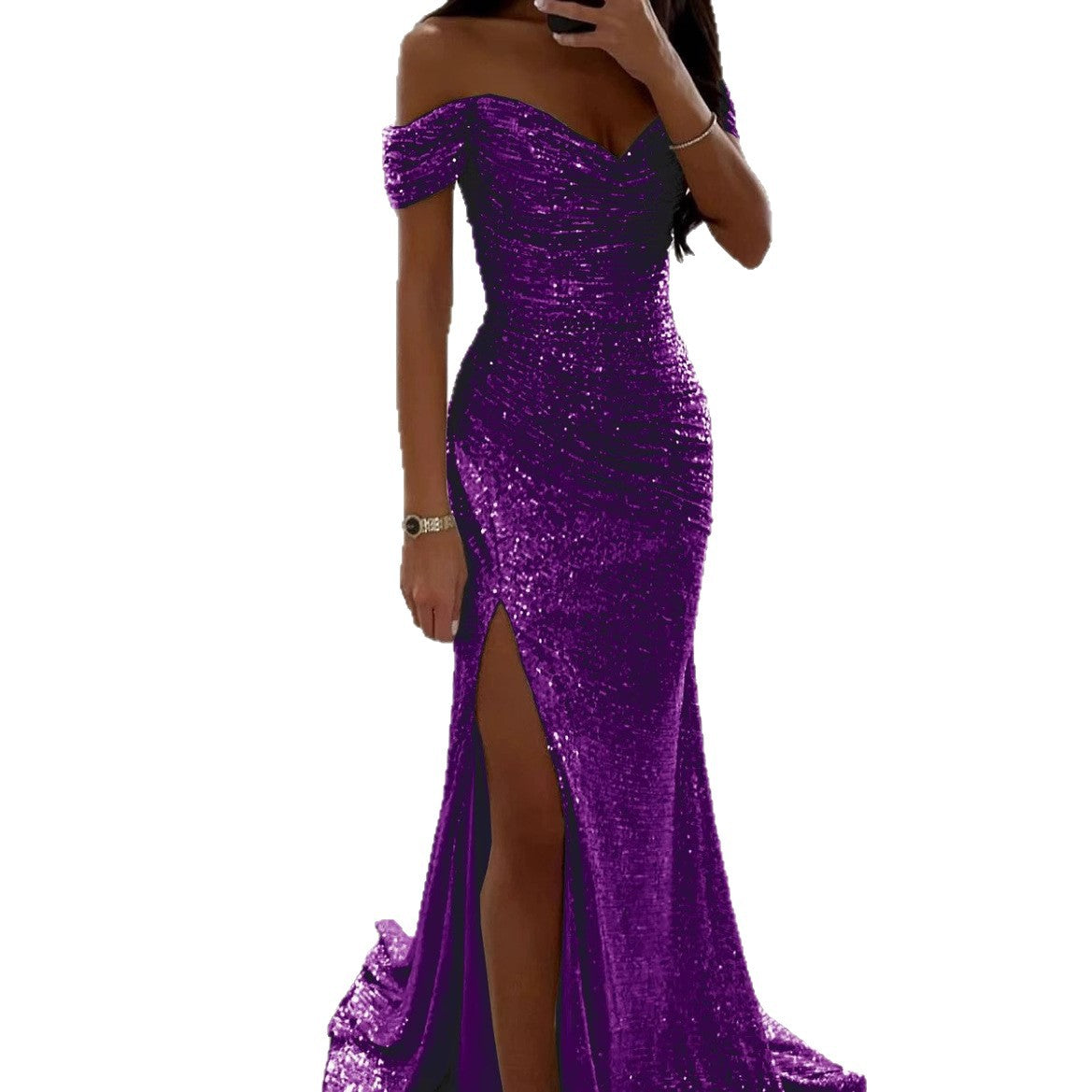 Damen Abendkleid mit schimmernden Pailletten R&B