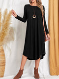 Damen lässiges Maxikleid mit elegantem Schnitt und hohem Saum R&B