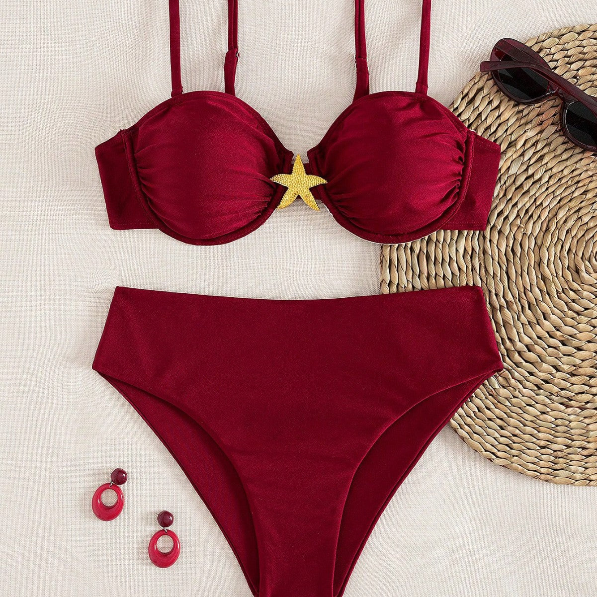 Damen Bikini-Set mit elegantem Push-Up-Oberteil und hohem Taillenunterteil R&B