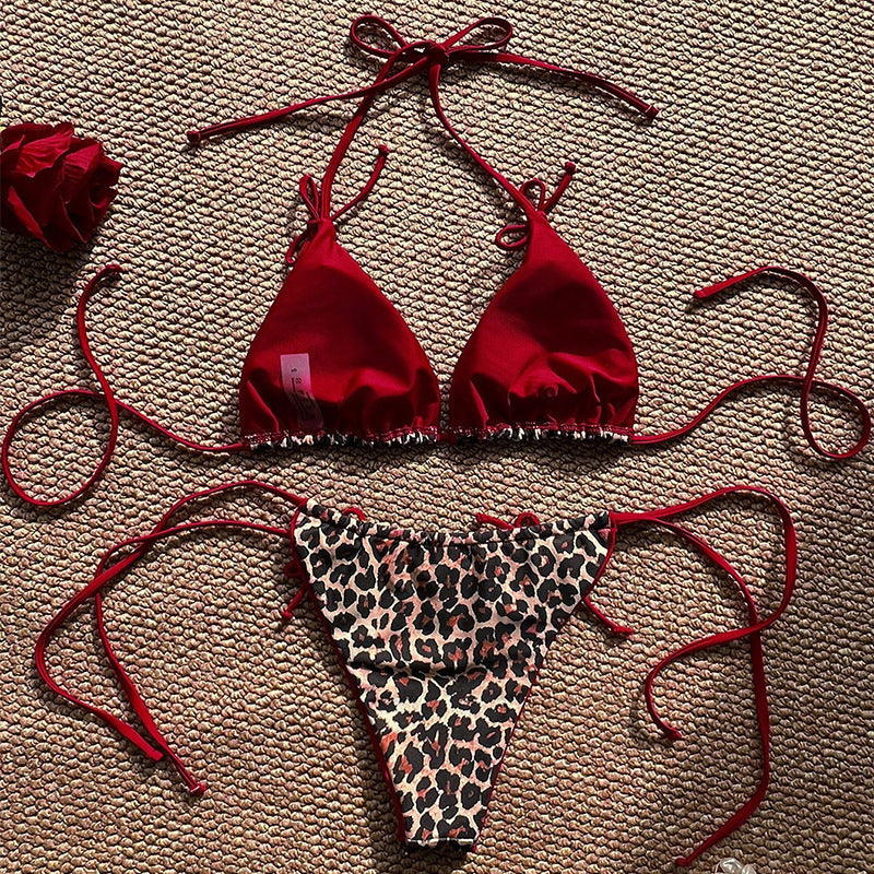 Damen Triangel-Bikini mit verspieltem Safari-Design