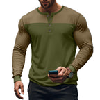 Herren nan funktionales Henley-Langarmshirt mit Raglanärmeln, verstärkter Knopfleiste und tailliertem Schnitt R&B