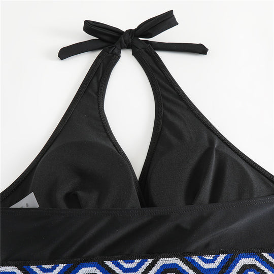 Damen Bikini-Set mit geometrischem Design und tiefem V-Ausschnitt R&B