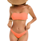 Damen Bandeau-Bikini-Set mit strukturiertem Oberteil und klassischem Schnitt R&B