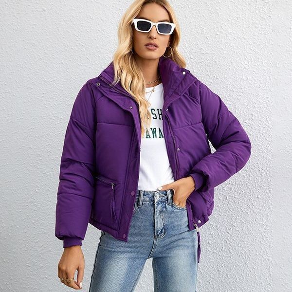 Damen gesteppte Übergangsjacke mit hohem Kragen und praktischen Taschen R&B
