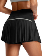 Damen Sportlicher Plisseerock mit integrierten Shorts R&B