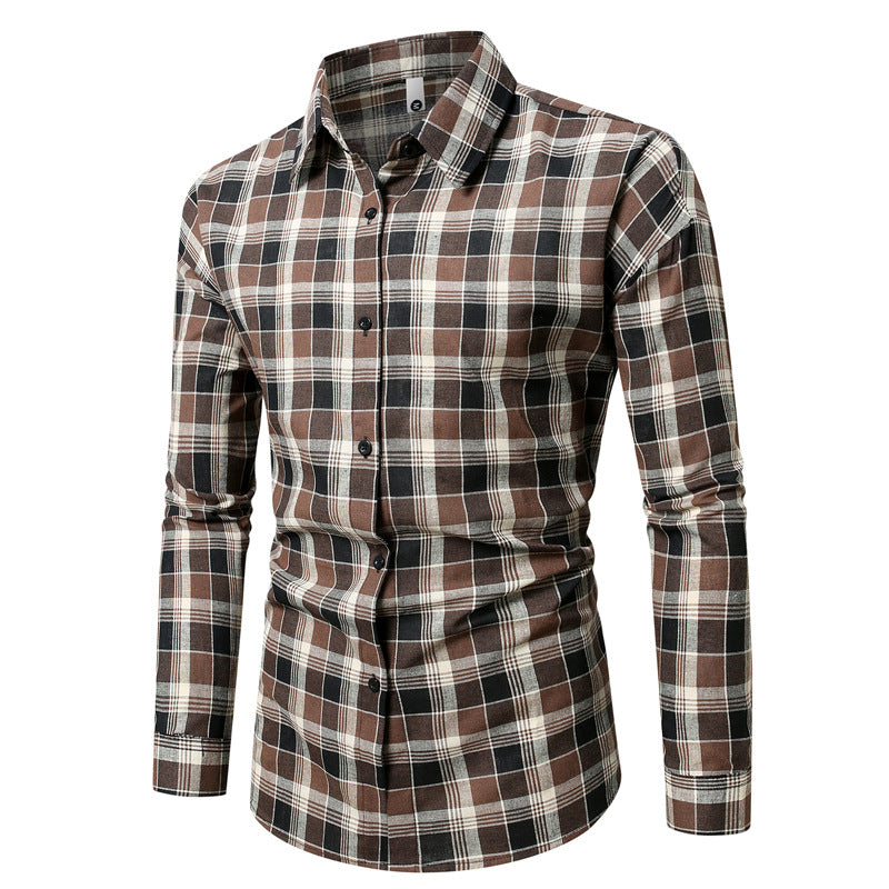 Herren kariertes Langarmhemd aus weichem Flanell R&B
