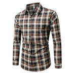 Herren kariertes Langarmhemd aus weichem Flanell R&B